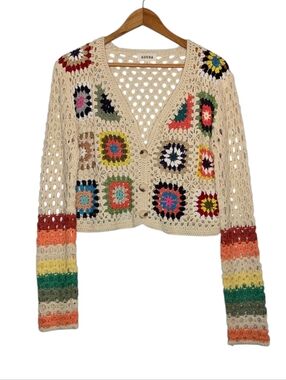 Adora Granny Patch Crochet Cardigan Size M